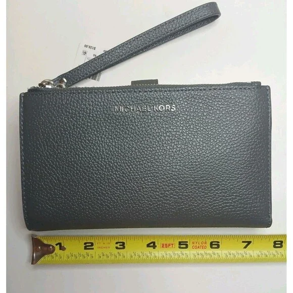 Michael Kors Jet Set Travel Continental Leather Wristlet Wallet Slate Gray NWT - Picture 15 of 16